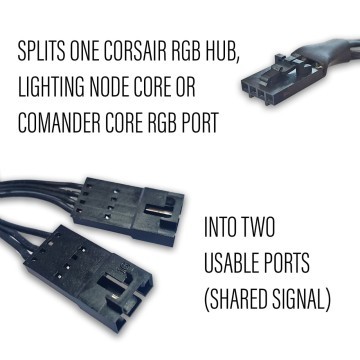 Corsair RGB Fan Hub 3 Pin iCue Commander Node Adapter Cable 20cm