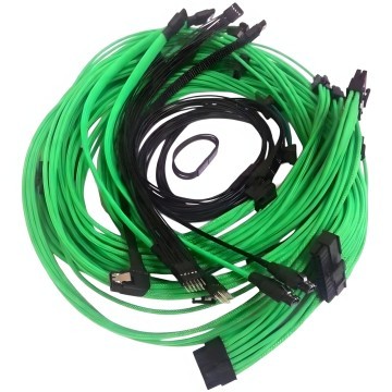 Single Sleeved PSU Modular Complete Cables Set UV Green Black for Seasonic