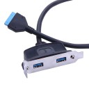 USB 3.0 2 Port Low Profile Bracket with Built In Motherboard 20 Pin Header Cable 45cm
