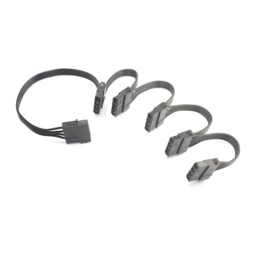 Premium Ribbon Wire 4-Pin Molex to 5x 4-Pin Adapter Cable (Black)