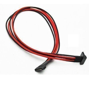 Premium Single Braid Sleeved SATA Extension Cable (Black/Red)