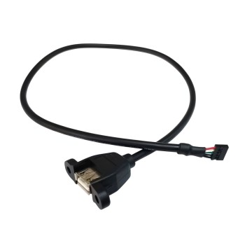 USB 2.0 2.0mm Mini 5 Pin to Type A Extension Panel Mount Cable Black