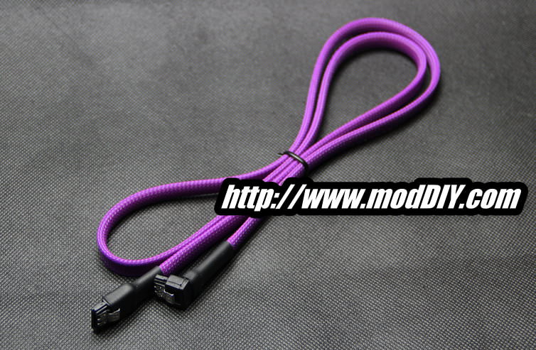 Premium High Speed SATA Sleeved Cable with Latch UV Purple