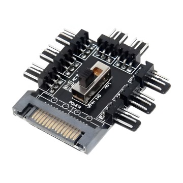 8 Way 3 Pin 4 Pin Micro Fan PWM Speed Controller Hub SATA Powered