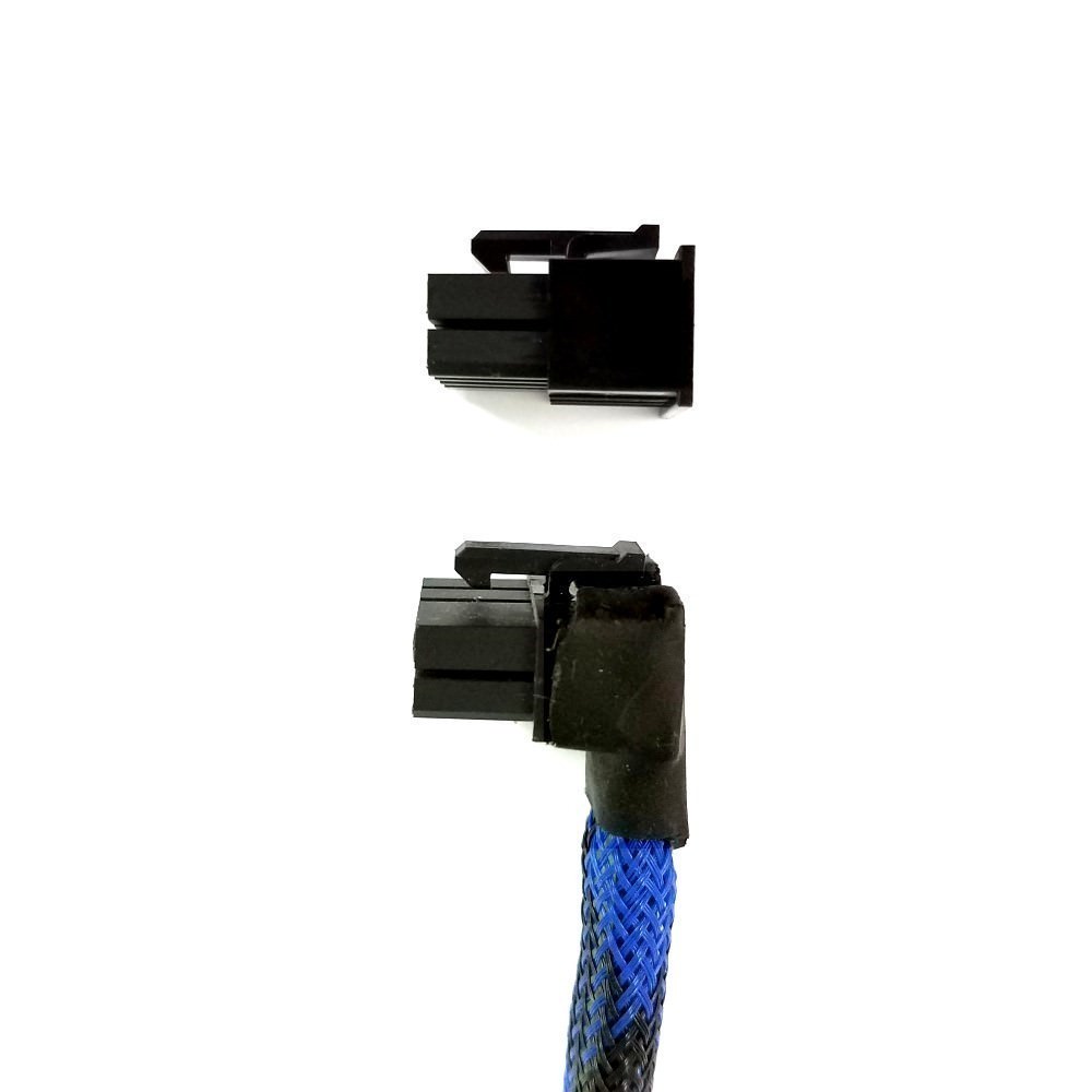 ➨➨➨ Sleeved 4" 11mm Tall PCI-E 6 PIN Front Bend PWR Extender Low Profile Cable 