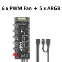 6 x PWM Fan and 5 x ARGB Control PCB Board Hub with SATA Powered