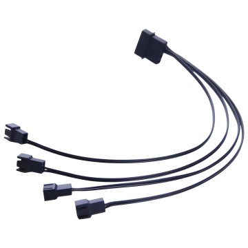 Corsair Style 4 Pin Molex to 4 x 3 Pin Fan Extension Ribbon Cable