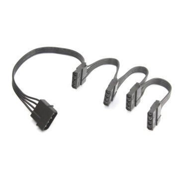 Premium Ribbon Wire 4 Pin Molex to 4 x Molex Adapter Cable Black - MODDIY