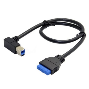 USB 3.0 Type B 90 Degree Angled to USB 3.0 20 Pin Adapter Cable 20cm
