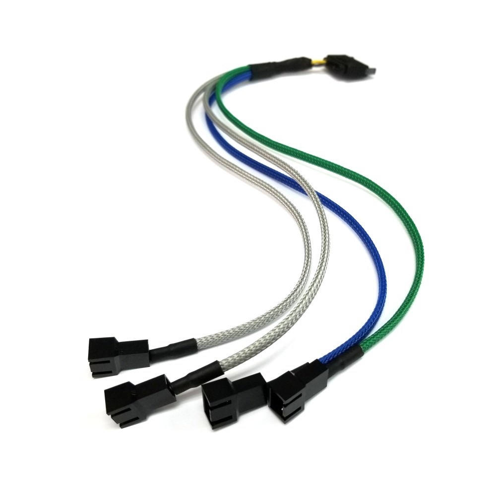 SATA Power to 4 x 3-Pin Fan Sleeved Adapter Cable - MODDIY
