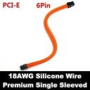 Premium Silicone Wire Single Sleeved 6 Pin PCI-E Extension Cable (Orange)