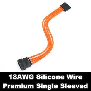 Premium Silicone Wire Single Sleeved 4 Pin Molex to 5 Pin SATA Adapter Cable (Orange)