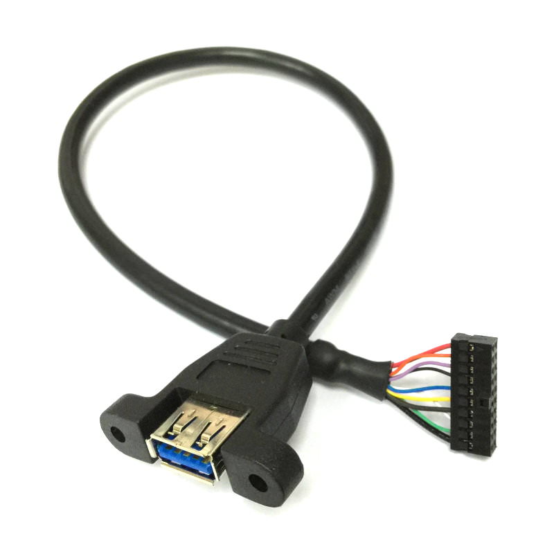 USB 3.0 20-Pin Female Low Profile to USB 3.0 Type-A Panel Mount Cable MODDIY