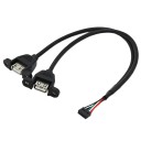 USB 2.0 PH2.0 Mini 9 Pin to Dual USB Y Split Cable with Panel Mounts