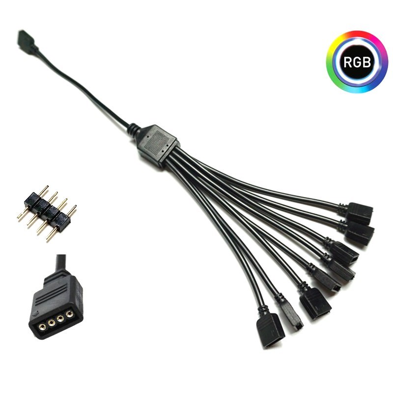 Computer Lighting 12v 4 Pin Rgb Splitter Cable 1 To 8 Way Split 30cm Moddiy Com