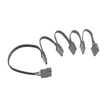 Premium Ribbon Wire 4 Pin Molex to 5 x SATA Adapter Cable Black