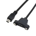 USB 2.0 Mini USB to Mini USB Extension Cable with Panel Mounts Black