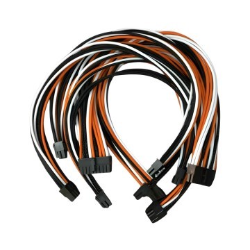 Premium Single Sleeved Modular Cable Set Black Orange White for Corsair