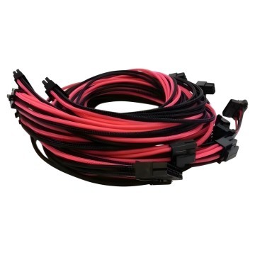Single Sleeved PSU Modular Cables Set Black Pink for Seasonic
