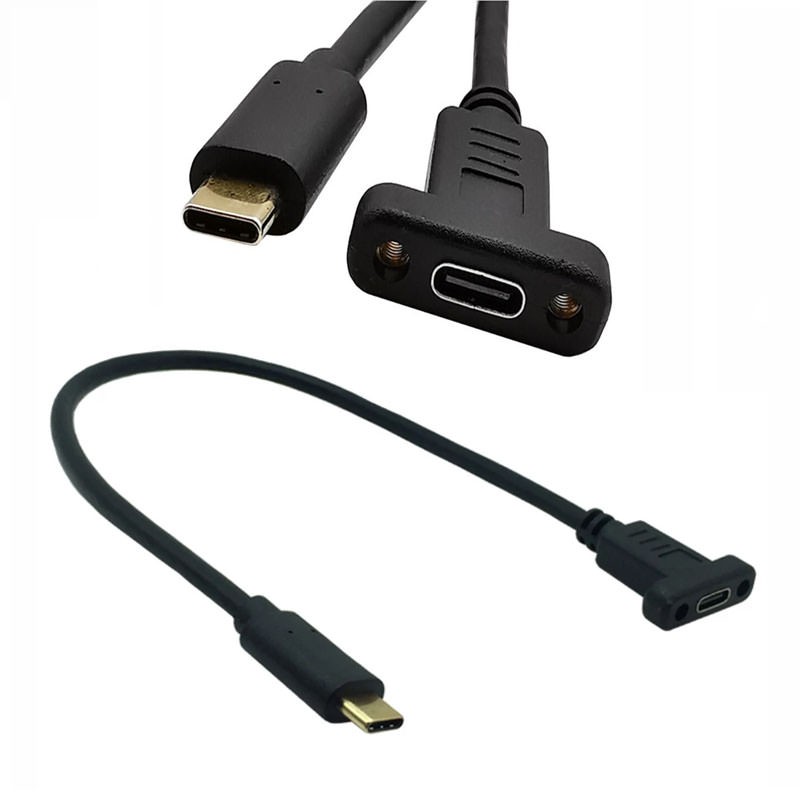 USB 3.1 Type C Male to Female Extension Cable with Panel Mount 20cm MODDIY