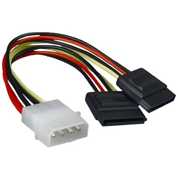 4 Pin Molex to Dual SATA Power Adapter Cable