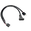 USB 2.0 Female 9pin Header to USB 2.0 Male 9pin + USB 3.0 19pin Cable