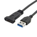 USB 3.1 Type A Male to USB 3.1 Type C Female Panel Mount Cable