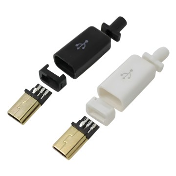 Mini USB 5 Pin Male Connector Black White
