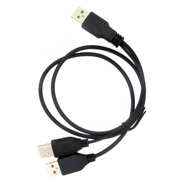 USB 2.0 Type A Female to 2 x Female Y Split Cable Black