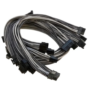 Premium Single Sleeved Modular Cables Set Black Silver for EVGA P2