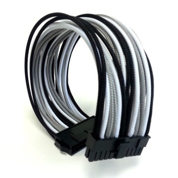Premium Single Braid Sleeved 24-Pin (20+4) Extension Cable (Black/Grey/White)