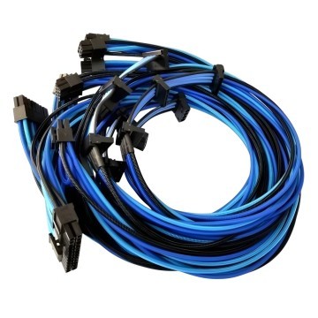 Single Sleeved Modular Cable Set Black Blue for Seasonic Focus Plus