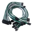 Tailor Made Premium Single Sleeved Power Supply Extension Modular Cables Set White Green