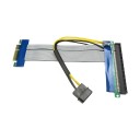 PCIE 4X to 16X Riser Flexible Ribbon Extender Cable Molex Powered 30cm