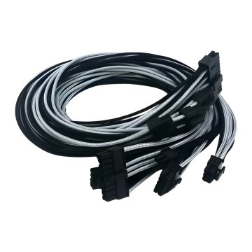Premium Single Sleeved Modular Cables Black Silver for Seasonic M12II Evo