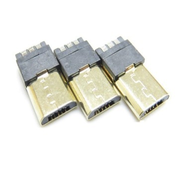 Gold Plated Micro USB 5-Pin Male Connector