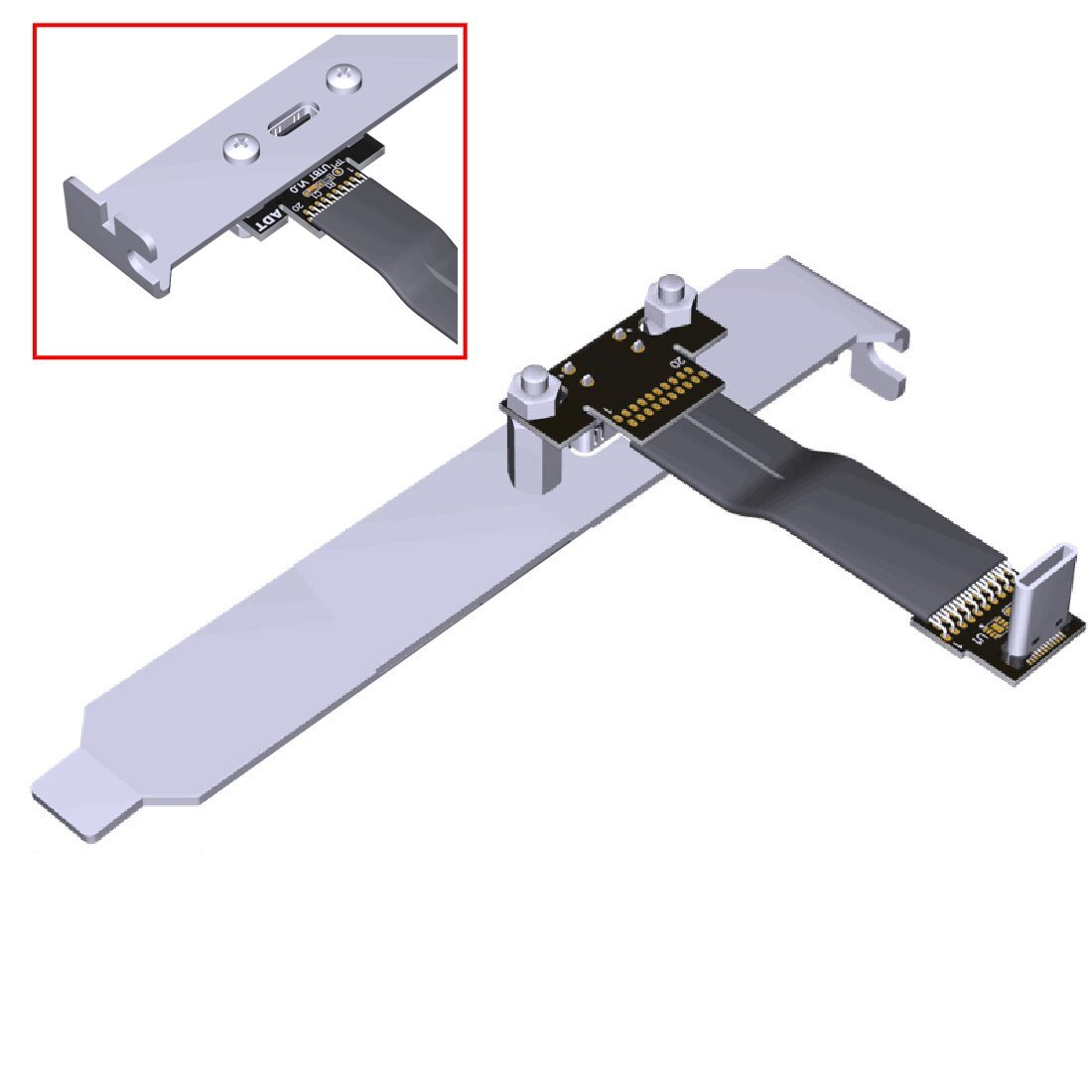 8in. USB 3.2 Gen 2 Type-C Male to Female High Quality Panel Mount