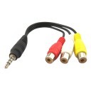 3.5mm Audio Phono Jack Male to 3 x Female RCA AV Adapter 15cm