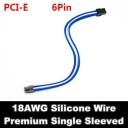 Premium Silicone Wire Single Sleeved 6 Pin PCI-E Extension Cable (Blue/White)