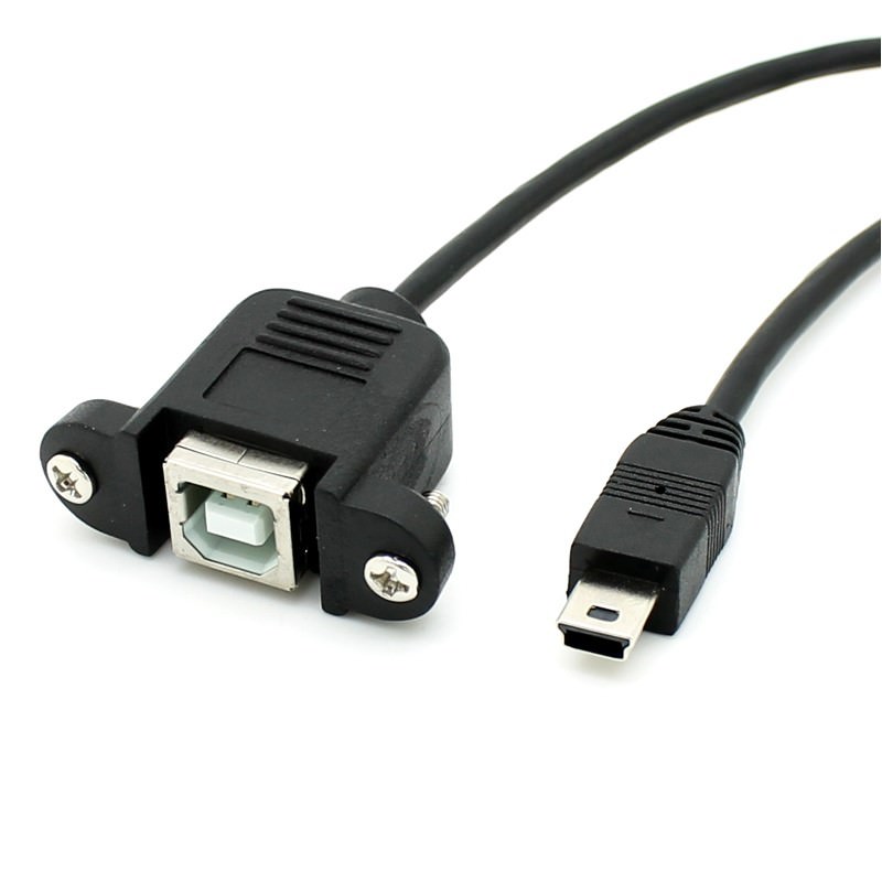 Uden for med tiden krøllet Mini USB to USB Type B Extension Cable with Panel Mounts Black - modDIY.com