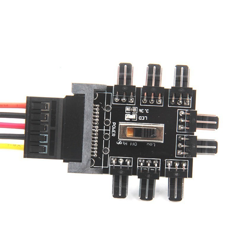  EZDIY-FAB PWM Fan Hub Controller/Splitter for 4-Pin & 3-Pin PC  Cooling Fans, SATA Power, Only Use One MB Header : Electronics