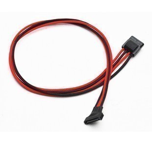Premium Single Braid Sleeved Molex 4-Pin to SATA Conversion Cable (Black/Red)