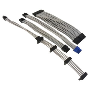 Premium Single Sleeved Modular Cables Set Grey Silver for Silverstone