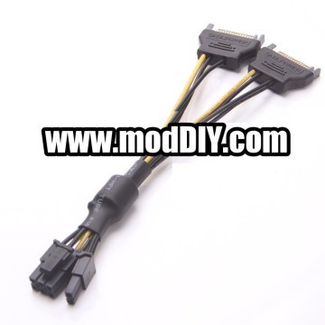 Dual SATA to PCIE 6+2 Pin Adapter Cable (16cm)