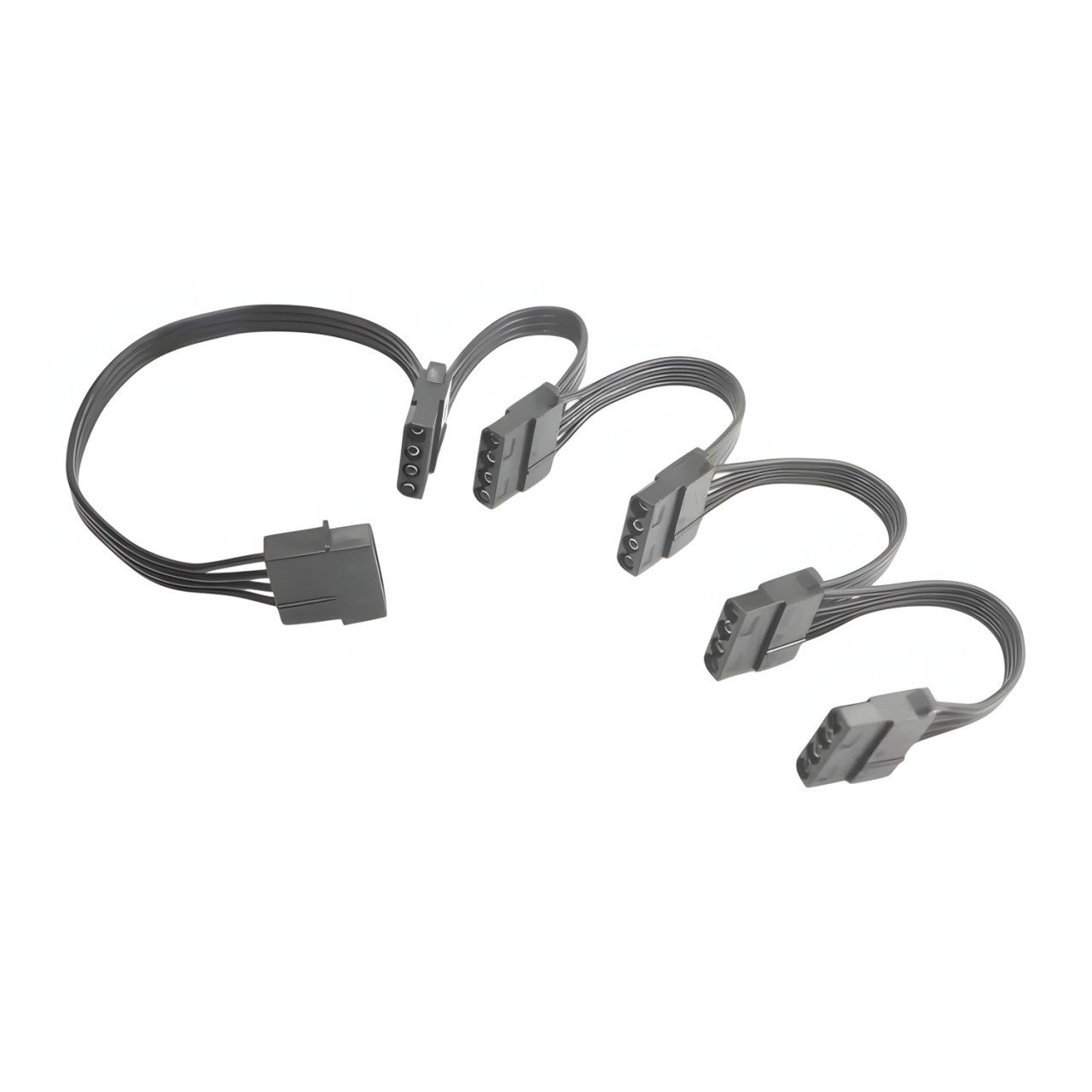 Premium Ribbon Wire 4 Pin Molex to 5 x 4 Pin Adapter Cable Black - MODDIY