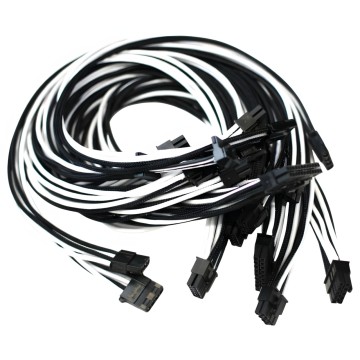Single Sleeved Power Supply Modular Cables Set Black White for Seasonic