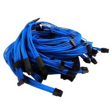 Premium Single Braid Modular Cables Complete Set UV Blue for SilverStone
