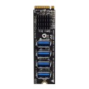 M.2 M Key to 4 Port USB 3.0 PCIE x1 Extension Riser Adapter Card