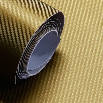 Gold Carbon Fibre Sticker 3D Matt Dry Vinyl with Texture