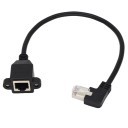 Right Angled RJ45 Ethernet Extension Cable with Panel Mount 30cm